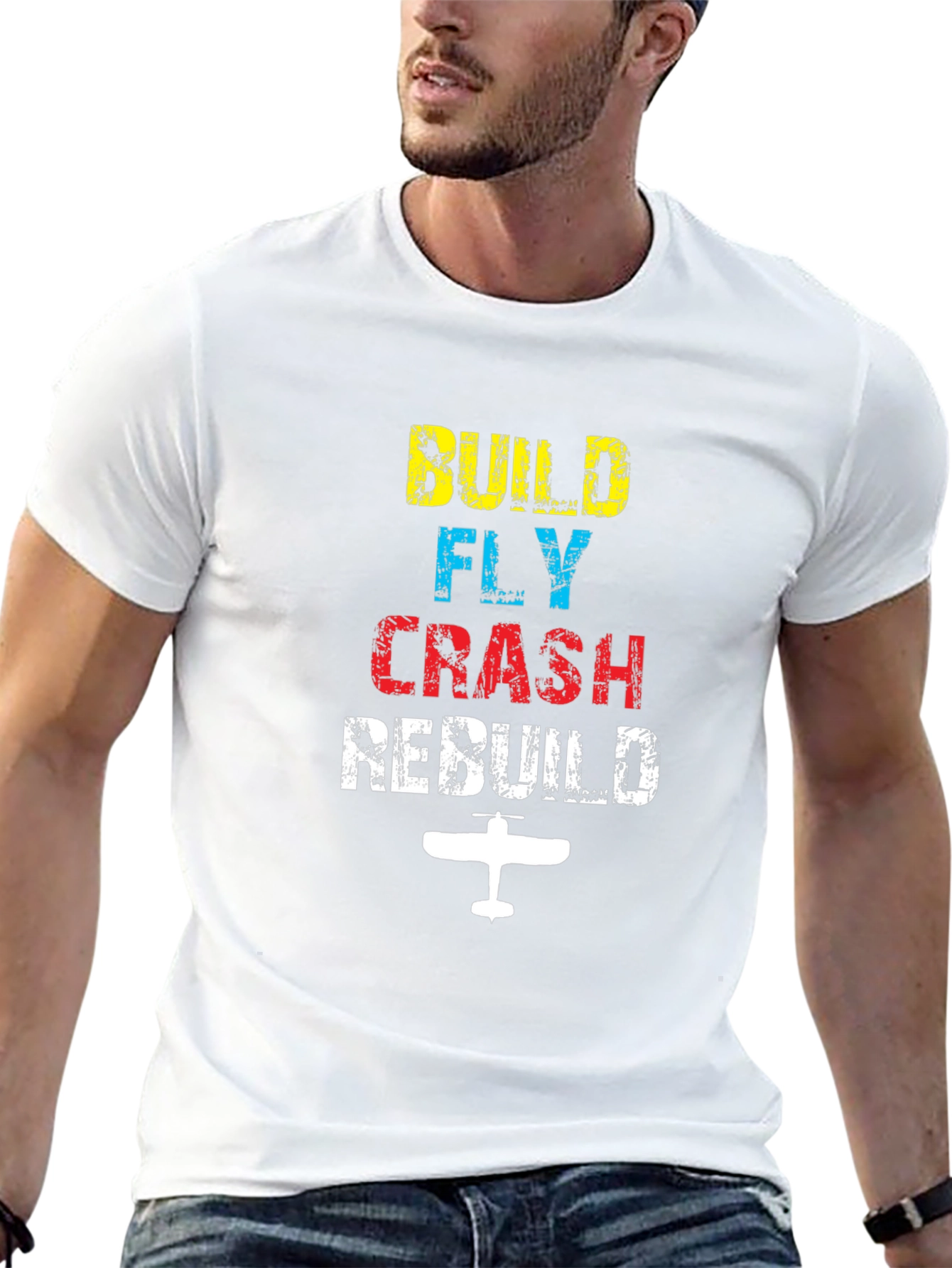 Build Fly Crash Rebuild Plane T-Shirt
