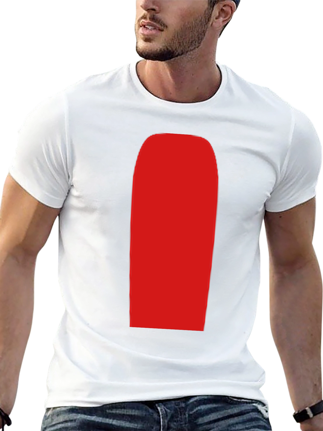 Mens Black T-Shirt with Red Rectangle Graphic