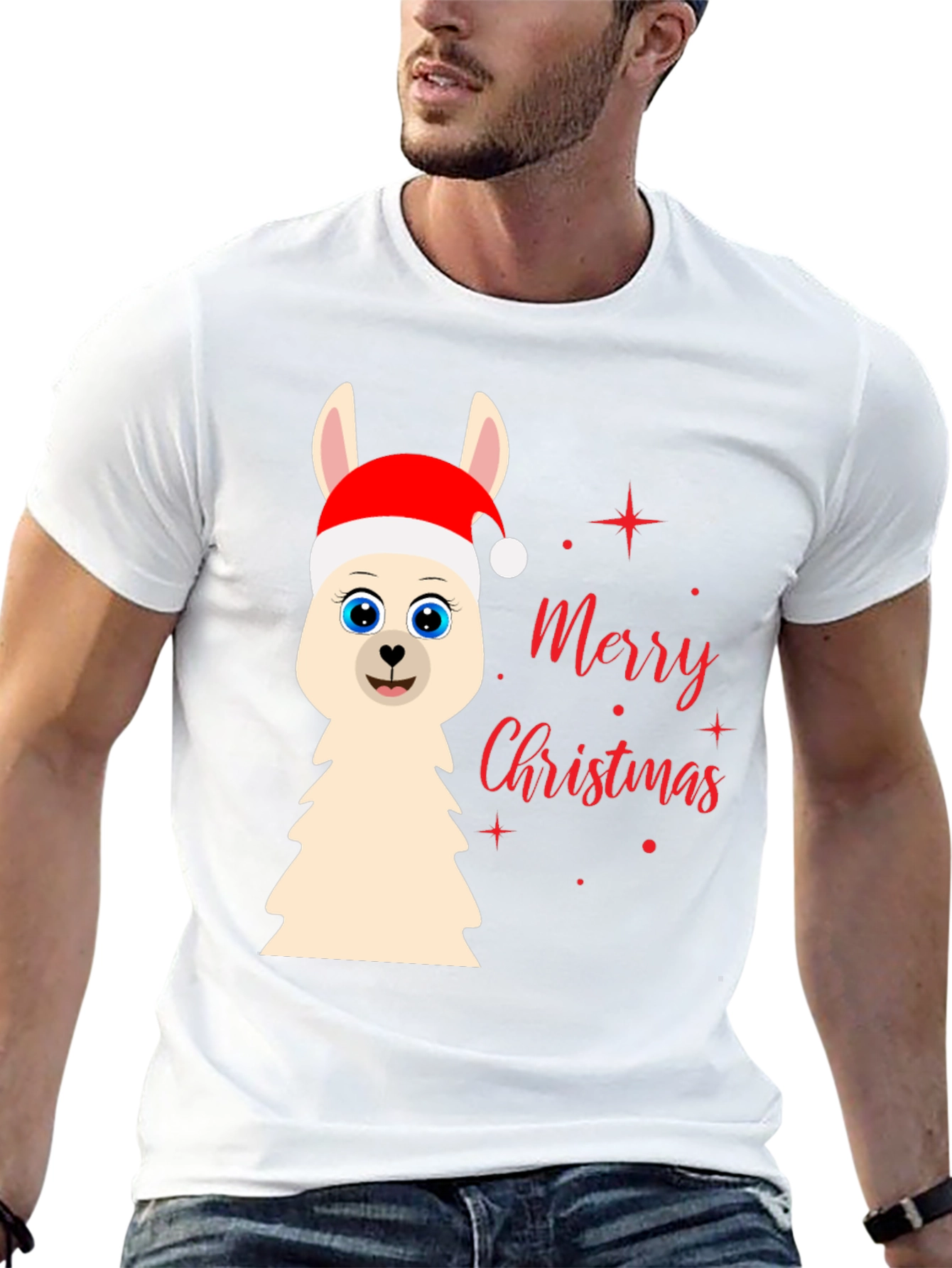 Festive Llama Christmas Graphic Tee