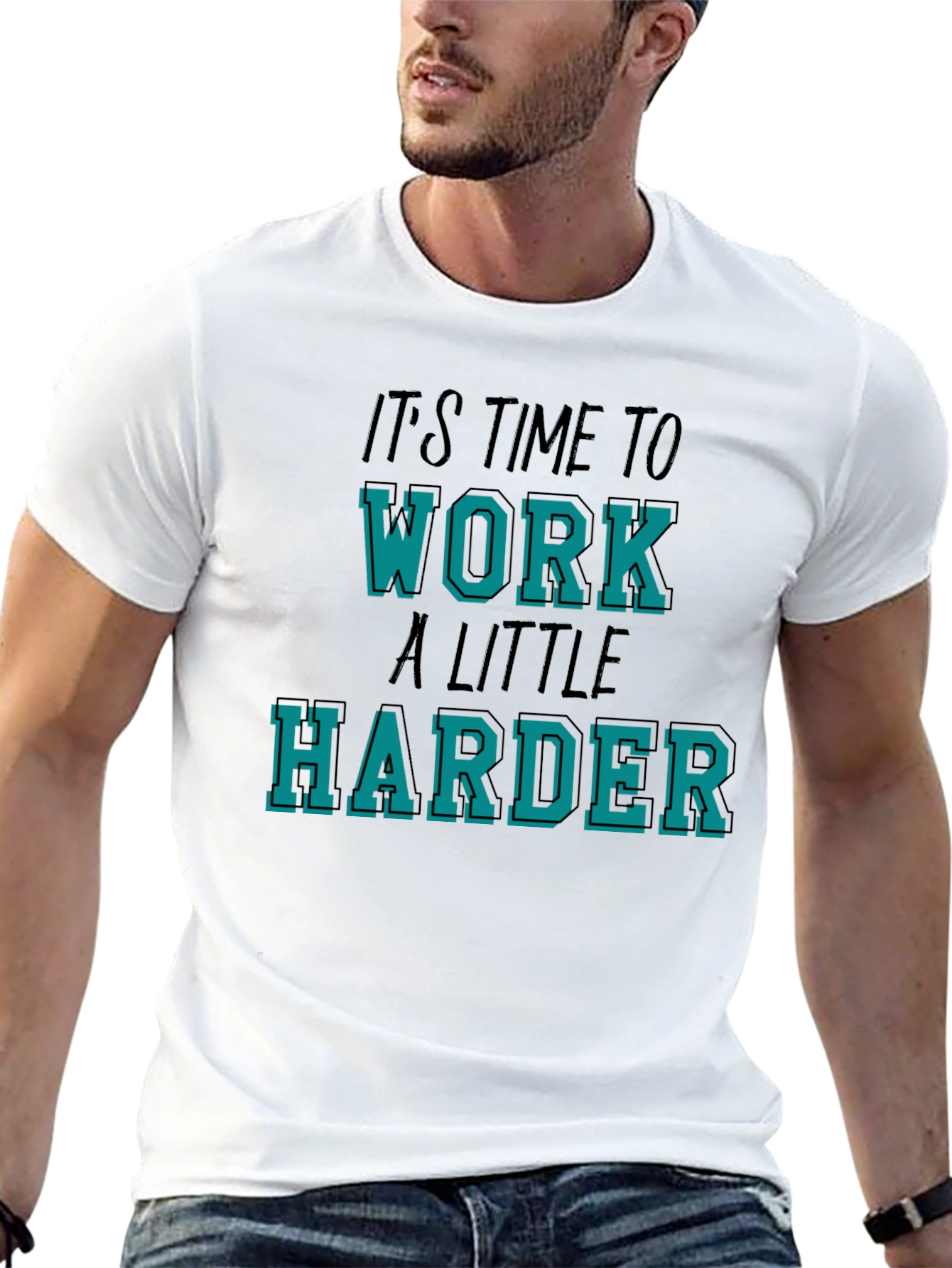 Time To Work Harder Black Graphic Tee