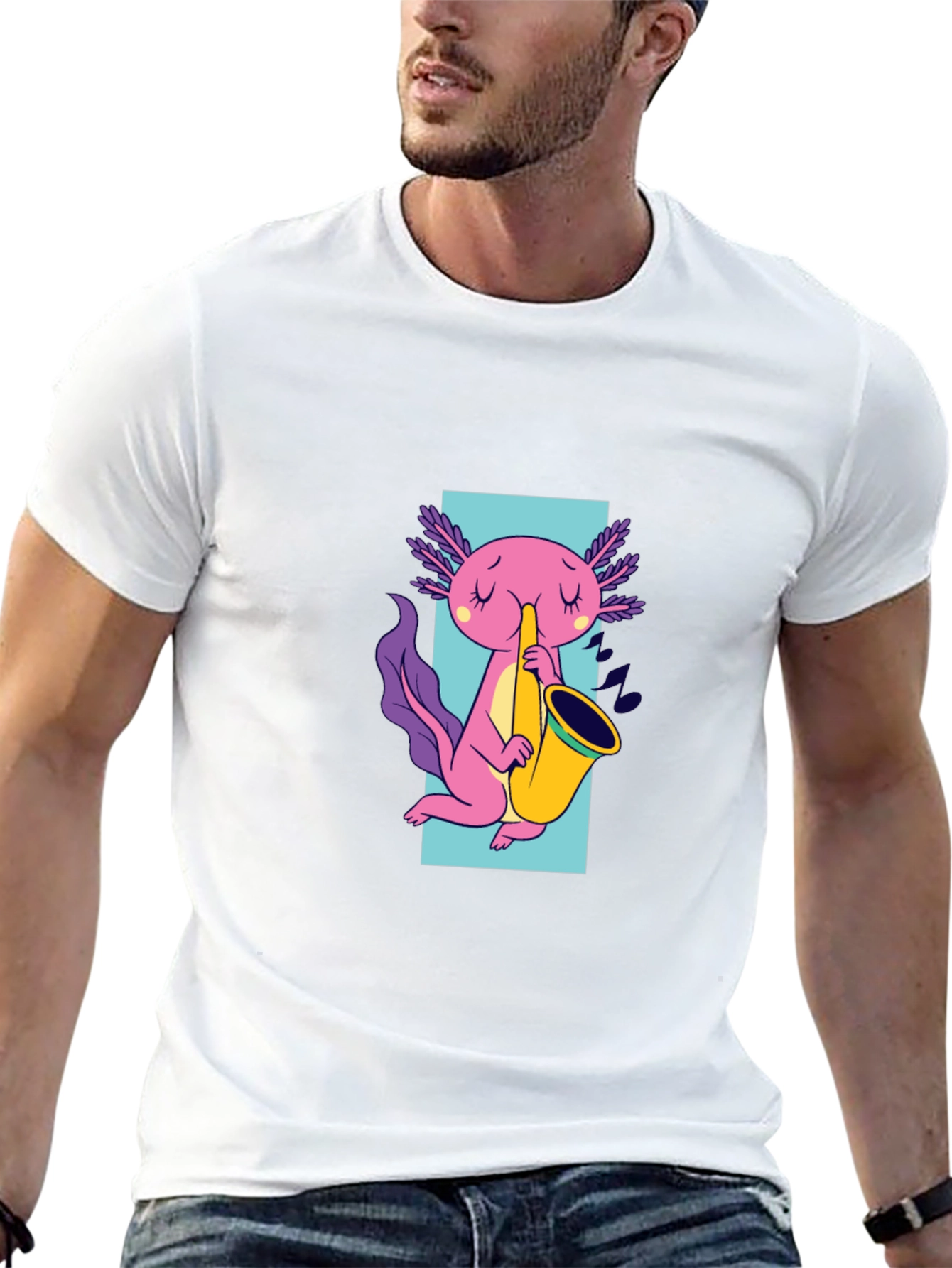 Saxolotl T-Shirt - Axolotl Saxophone Player Tee
