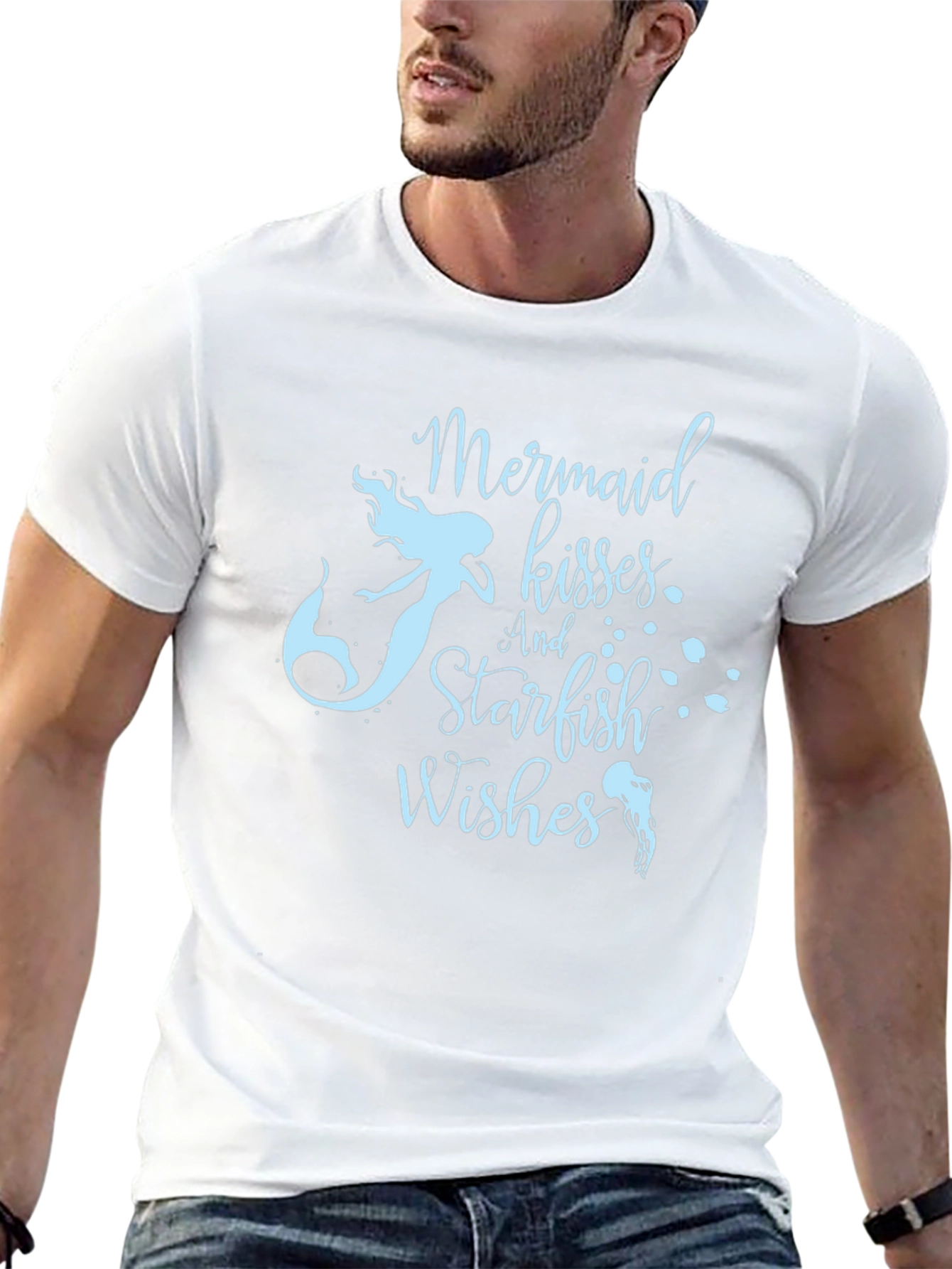 Mermaid Kisses & Starfish Wishes Black T-Shirt