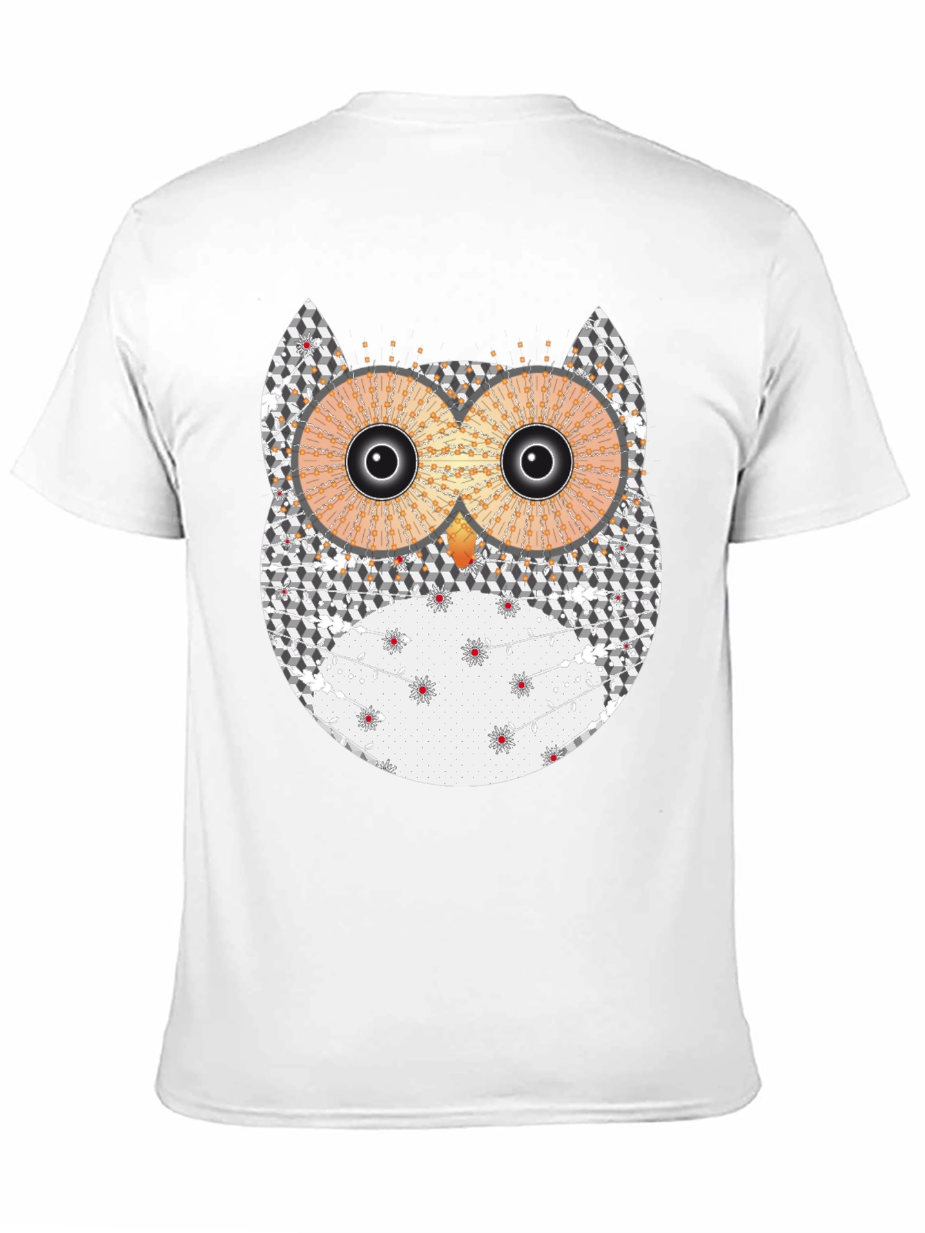 Mens Black Graphic Tee - Owl Print