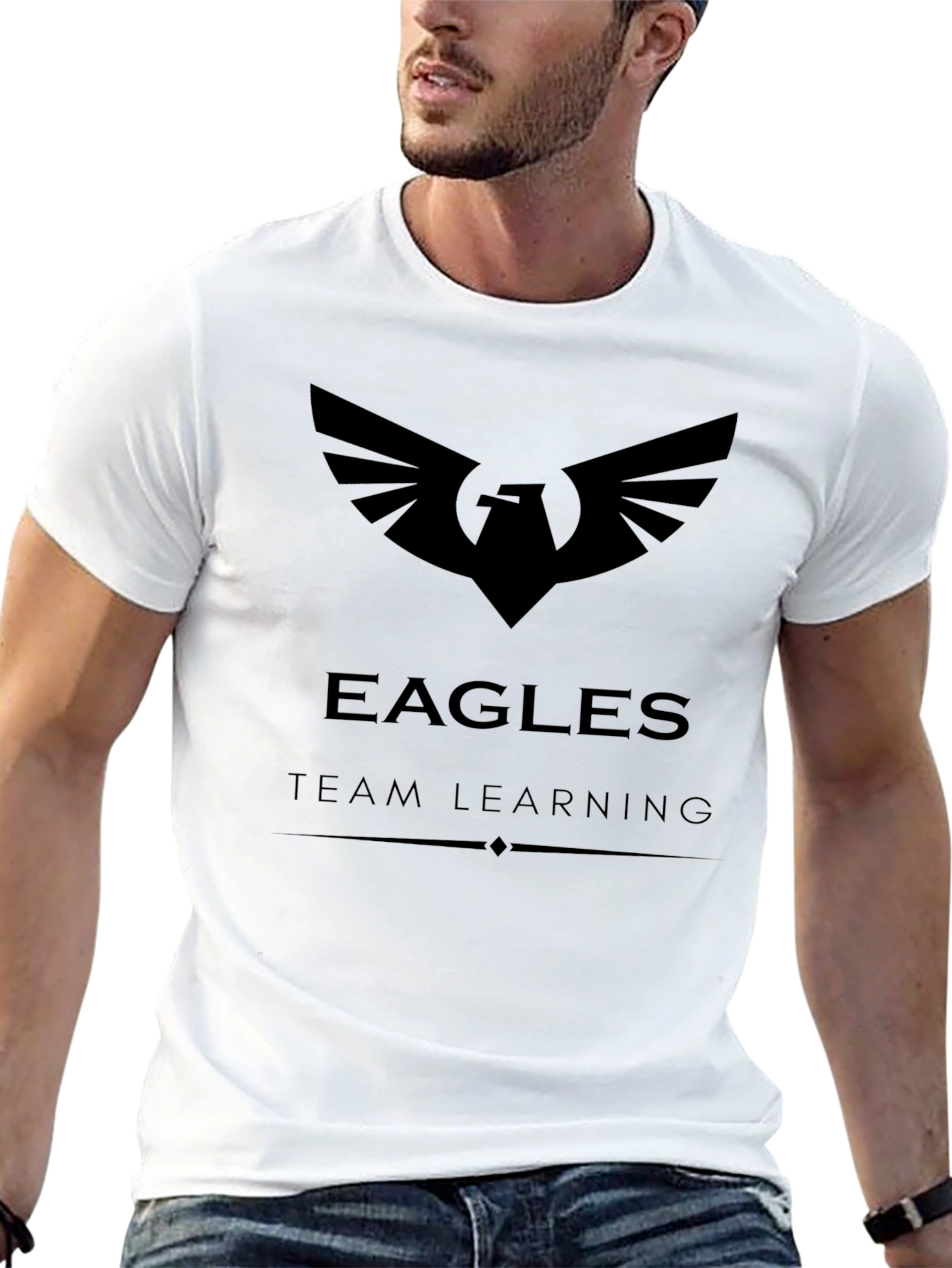 Eagles Team Learning Black Graphic T-Shirt