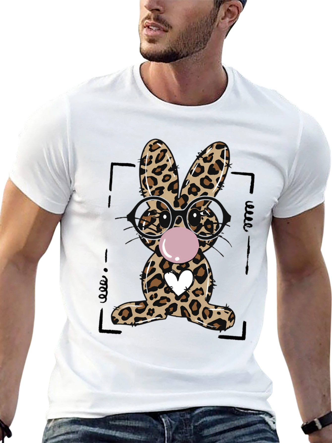 Leopard Print Bunny Graphic T-Shirt