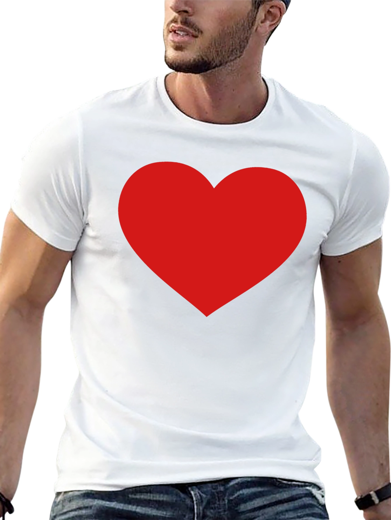 Classic Black Tee with Bold Red Heart Design