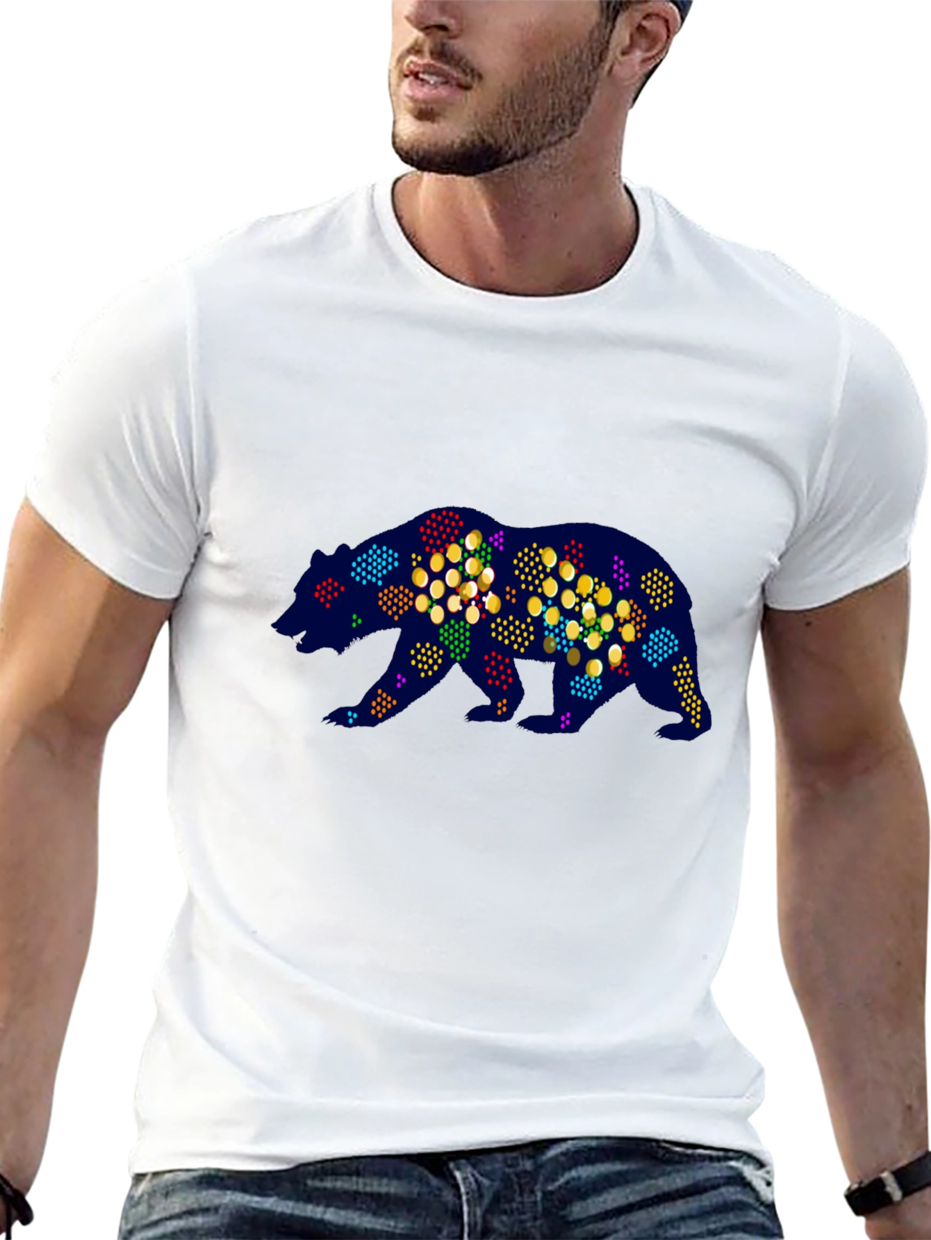 Abstract Bear Graphic Tee - Mens Black T-Shirt