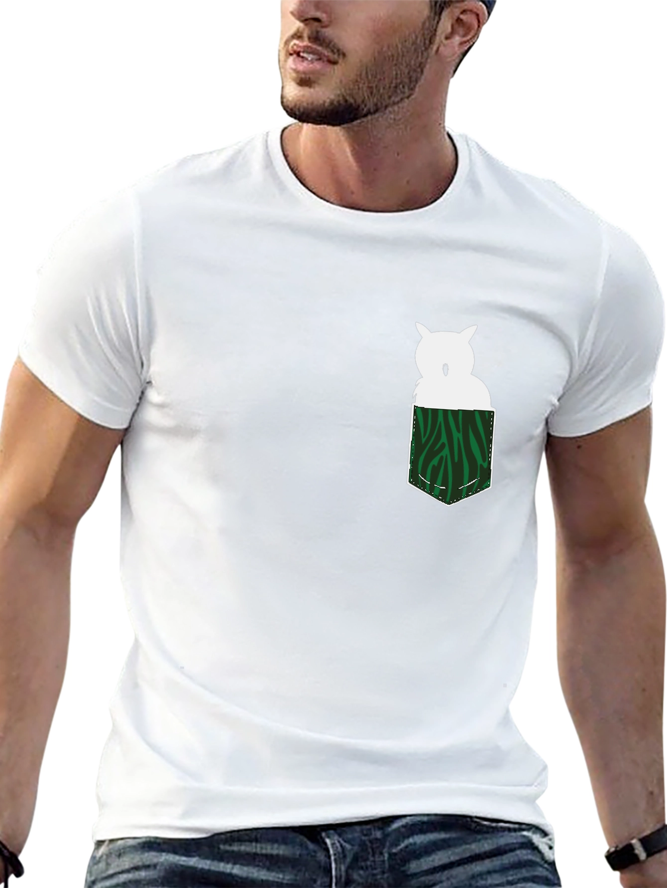 Owl in Pocket Graphic Tee - Mens Black T-Shirt