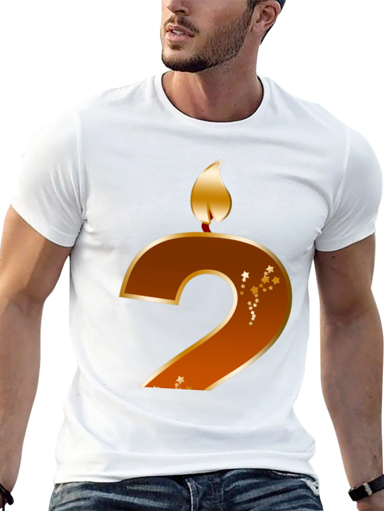 Birthday Number 2 Candle Graphic T-Shirt