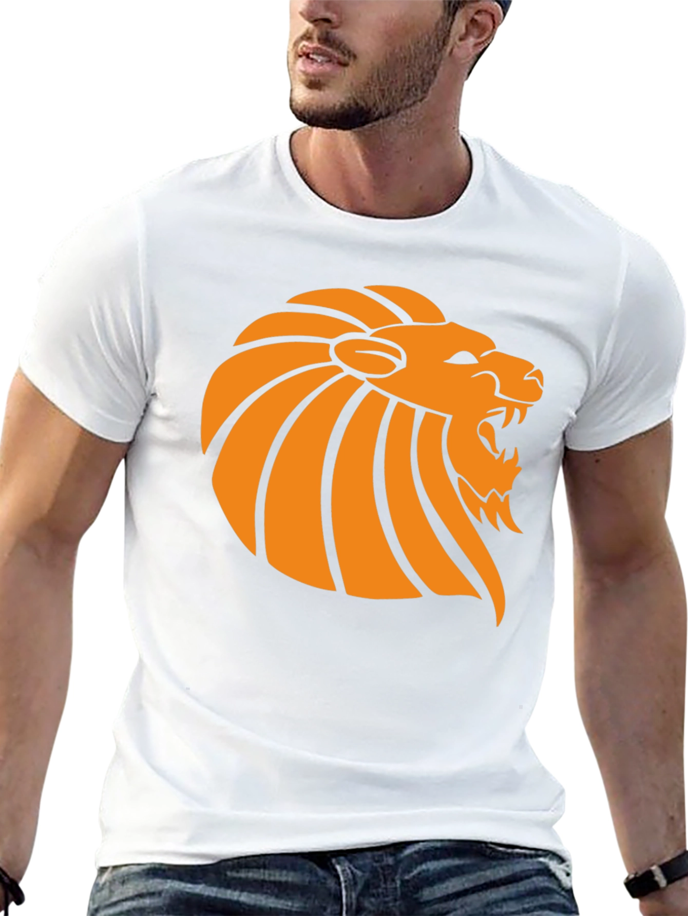 Lion Graphic Tee - Black Cotton T-Shirt