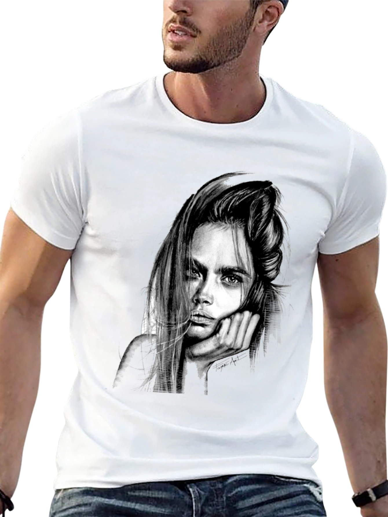 Cara Delevingne Graphic Print Black T-Shirt