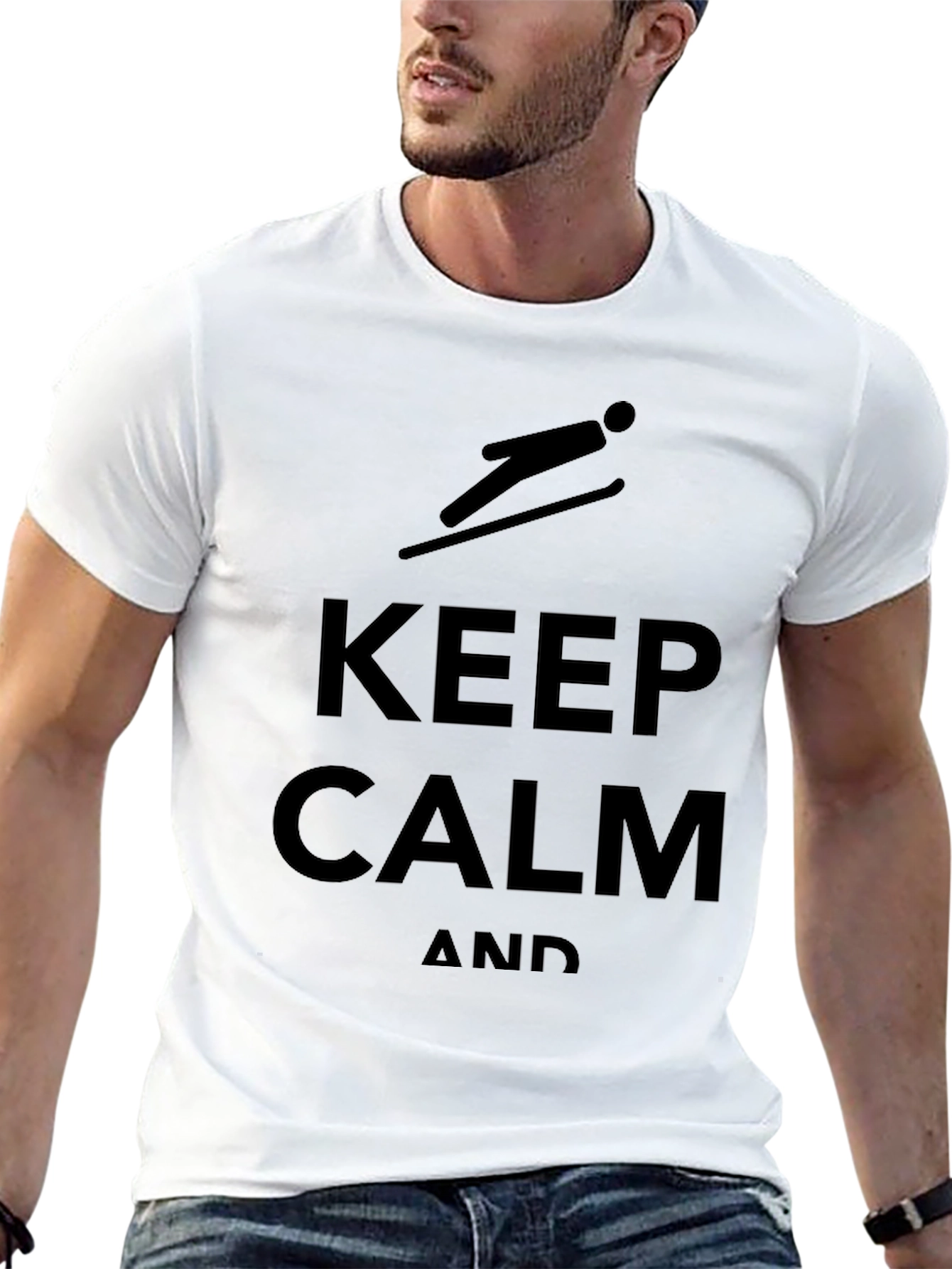 Keep Calm and Ski Black Graphic Tee
