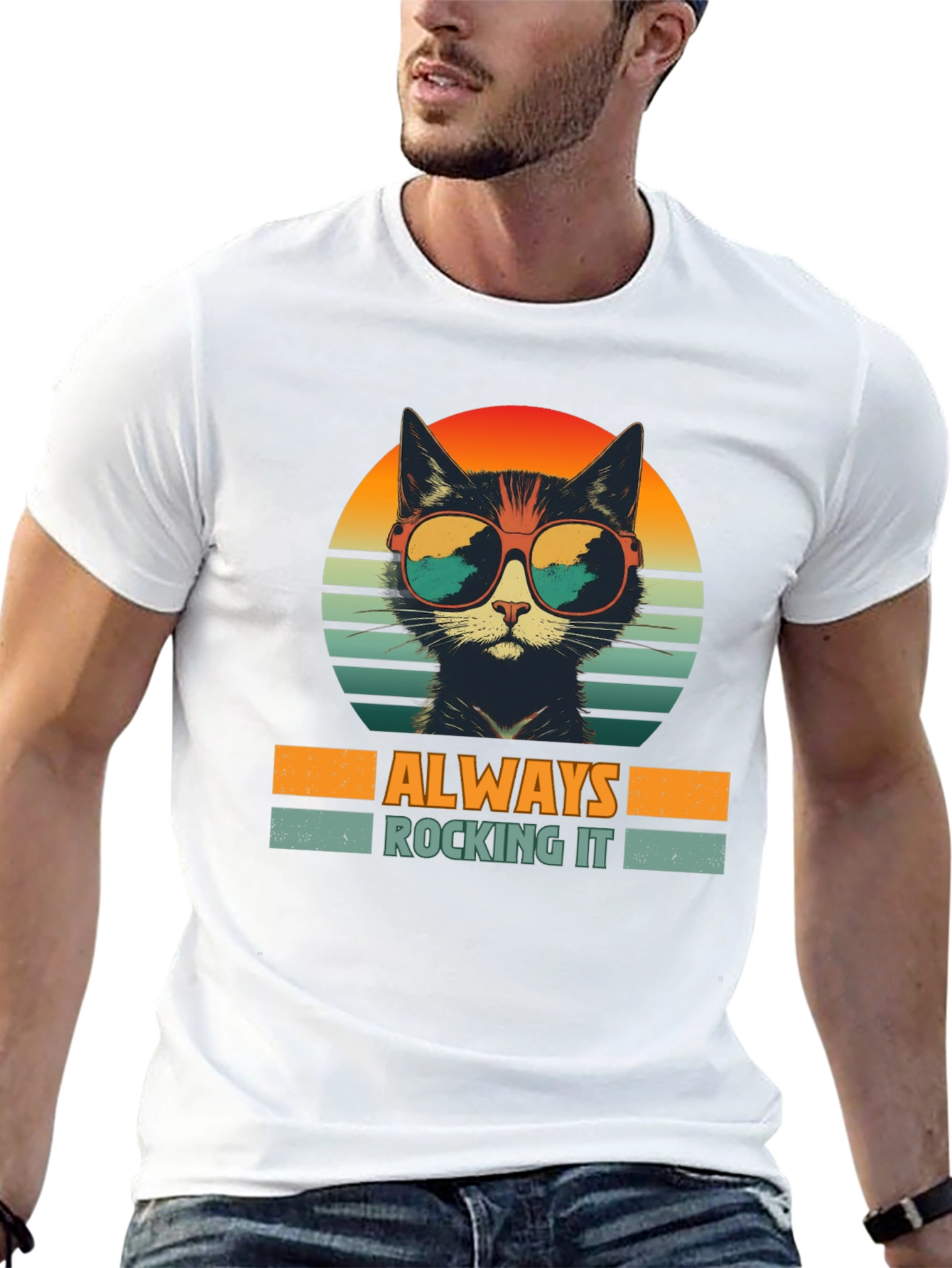 Retro Cat T-Shirt - Always Rocking It!