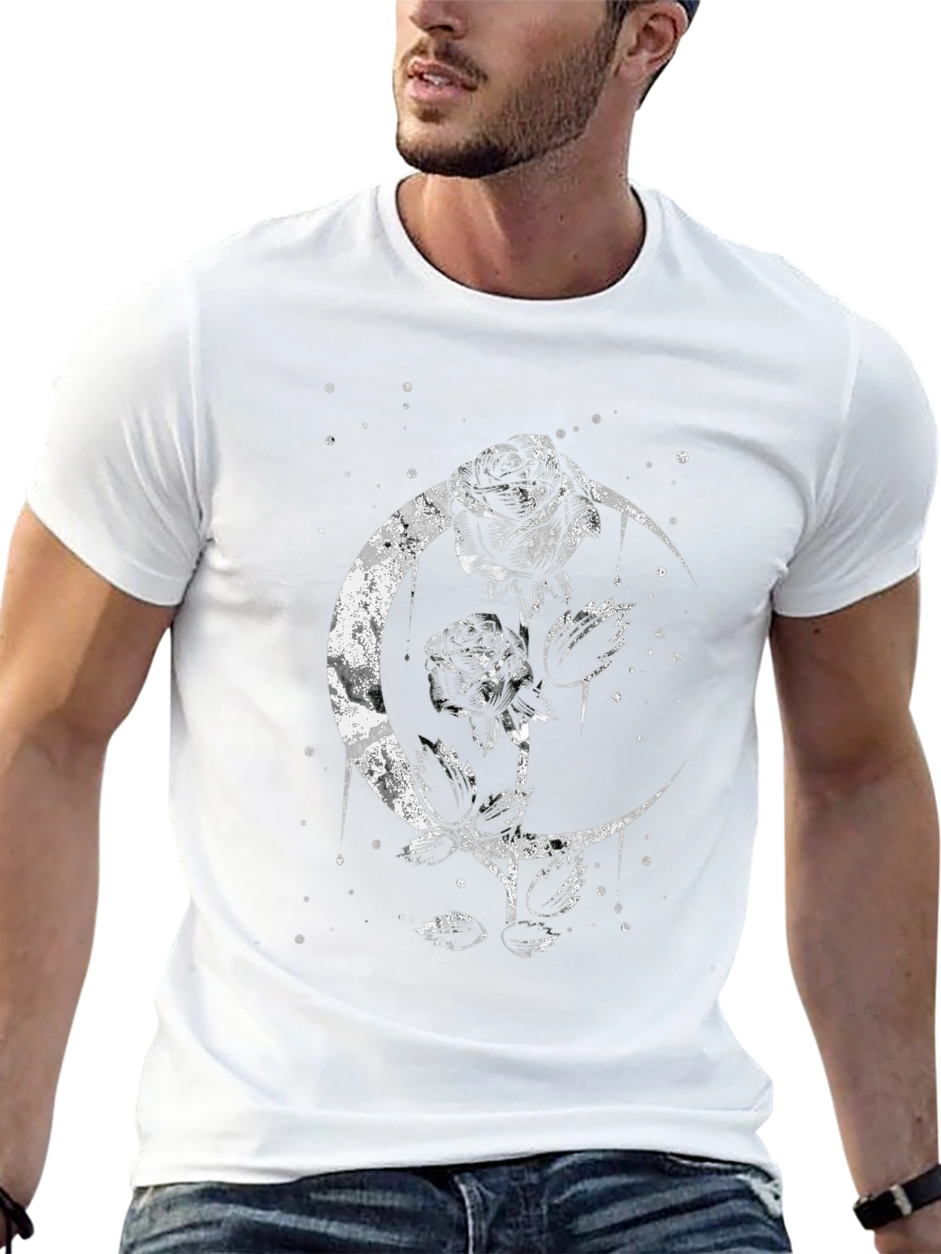 Gothic Rose & Moon Graphic Tee