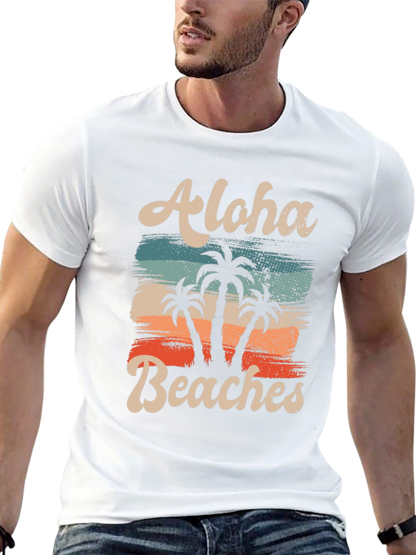 Aloha Beaches T-Shirt - Tropical Palm Tree Design
