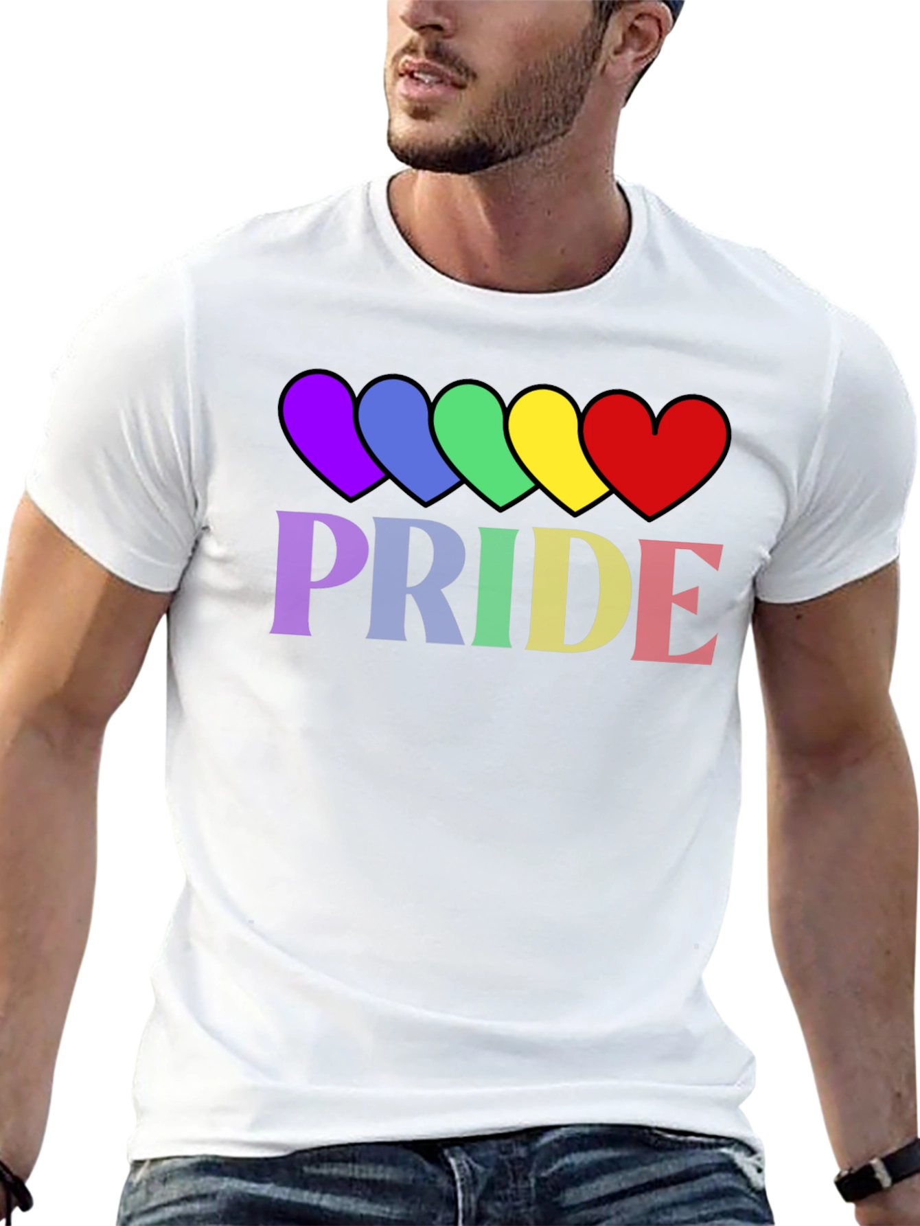 Pride Rainbow Hearts T-Shirt - Black