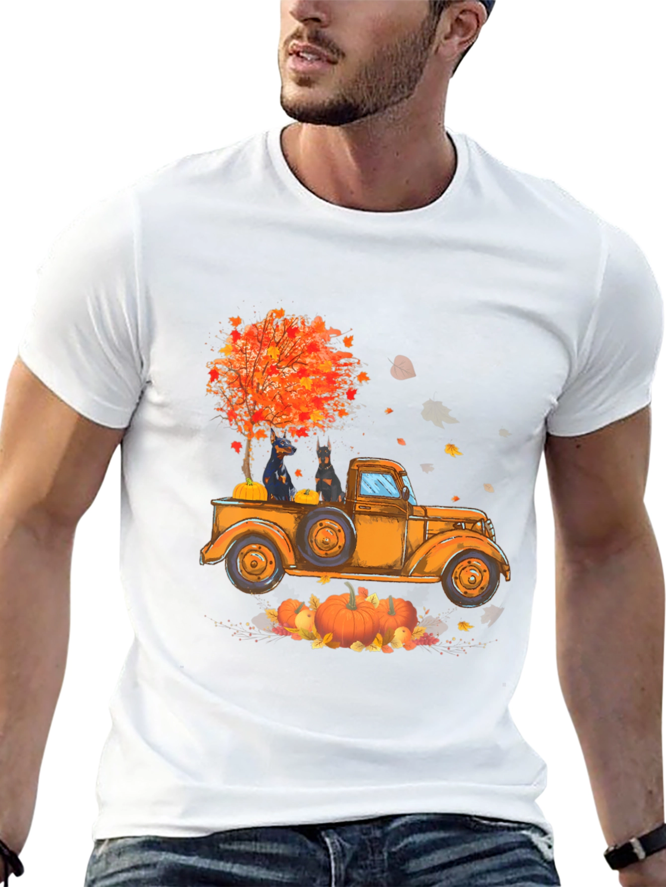 Fall Truck Dobermans Graphic Tee