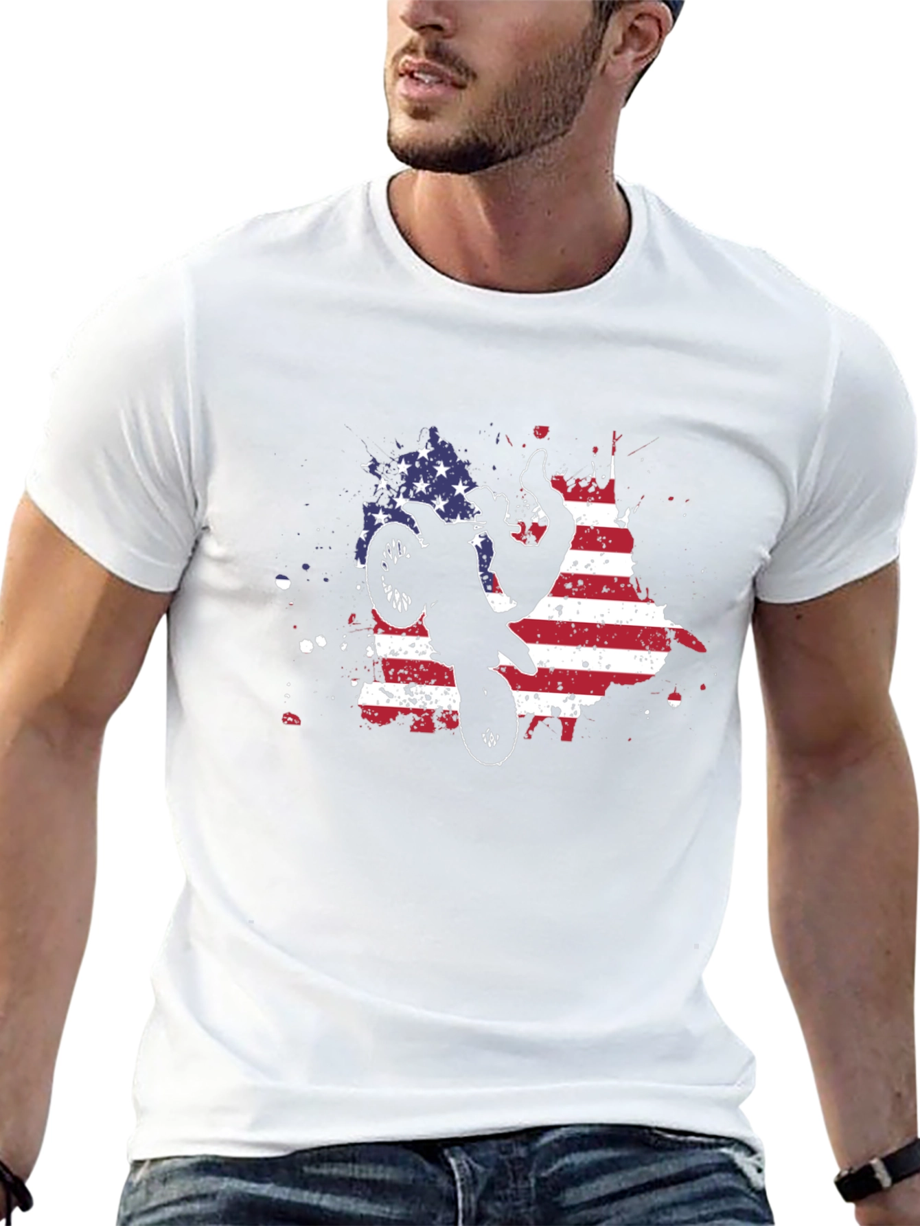 American Flag Motocross T-Shirt - Black