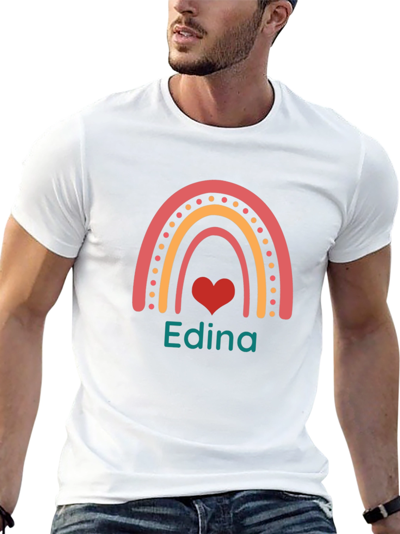 Edina Rainbow Heart Personalized T-Shirt