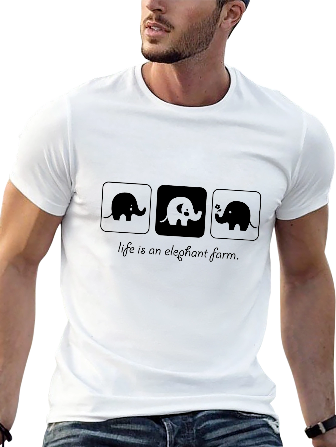 Life is an Elephant Farm Black Graphic Tee