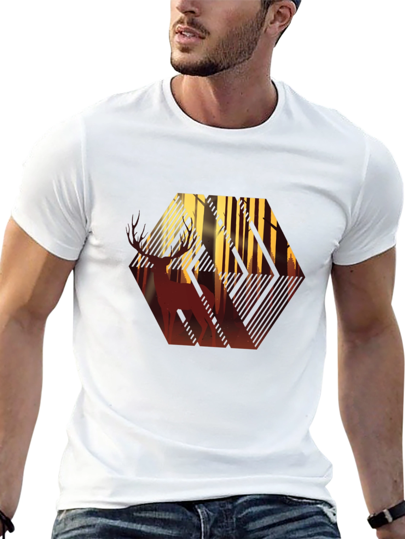 Deer Forest Silhouette Graphic T-Shirt