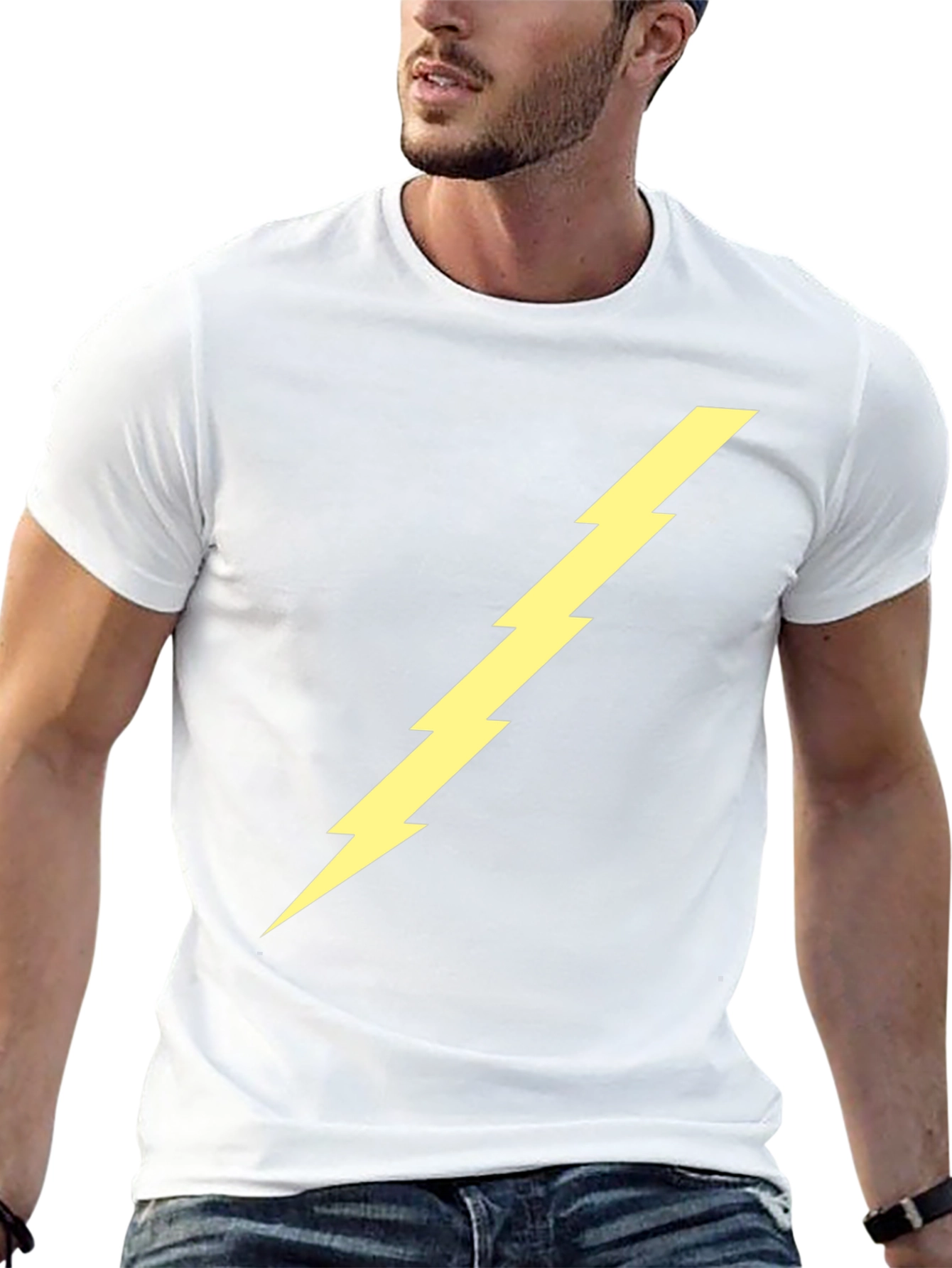 Black Tee with Yellow Lightning Bolt Graphic