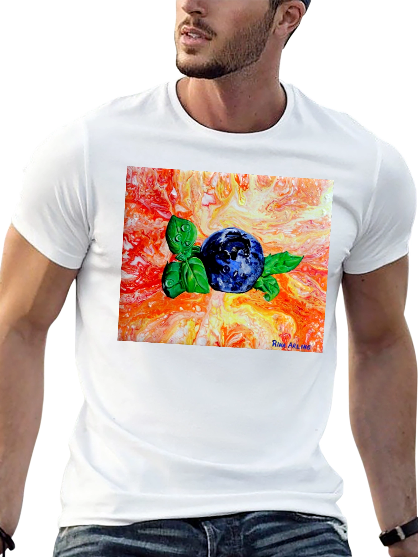 Blueberry Art T-Shirt - Artistic Fruit Tee