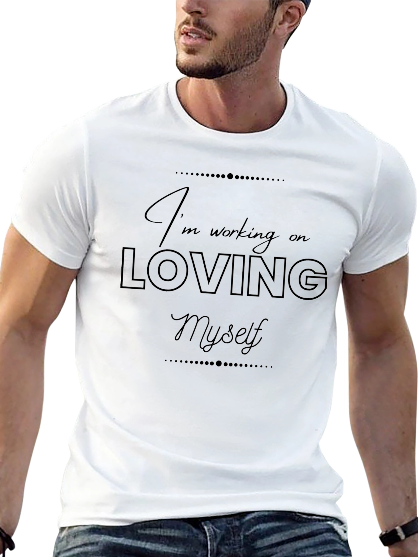 Loving Myself T-Shirt - Black Crew Neck Tee