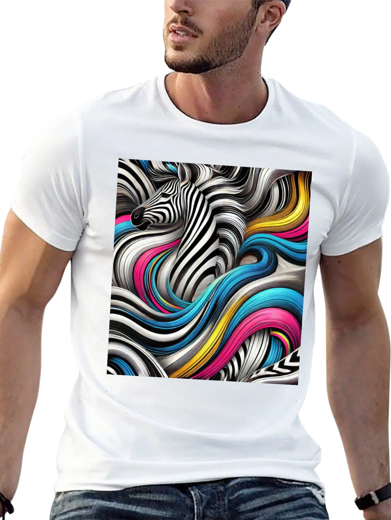 Zebra Art Graphic Black T-Shirt