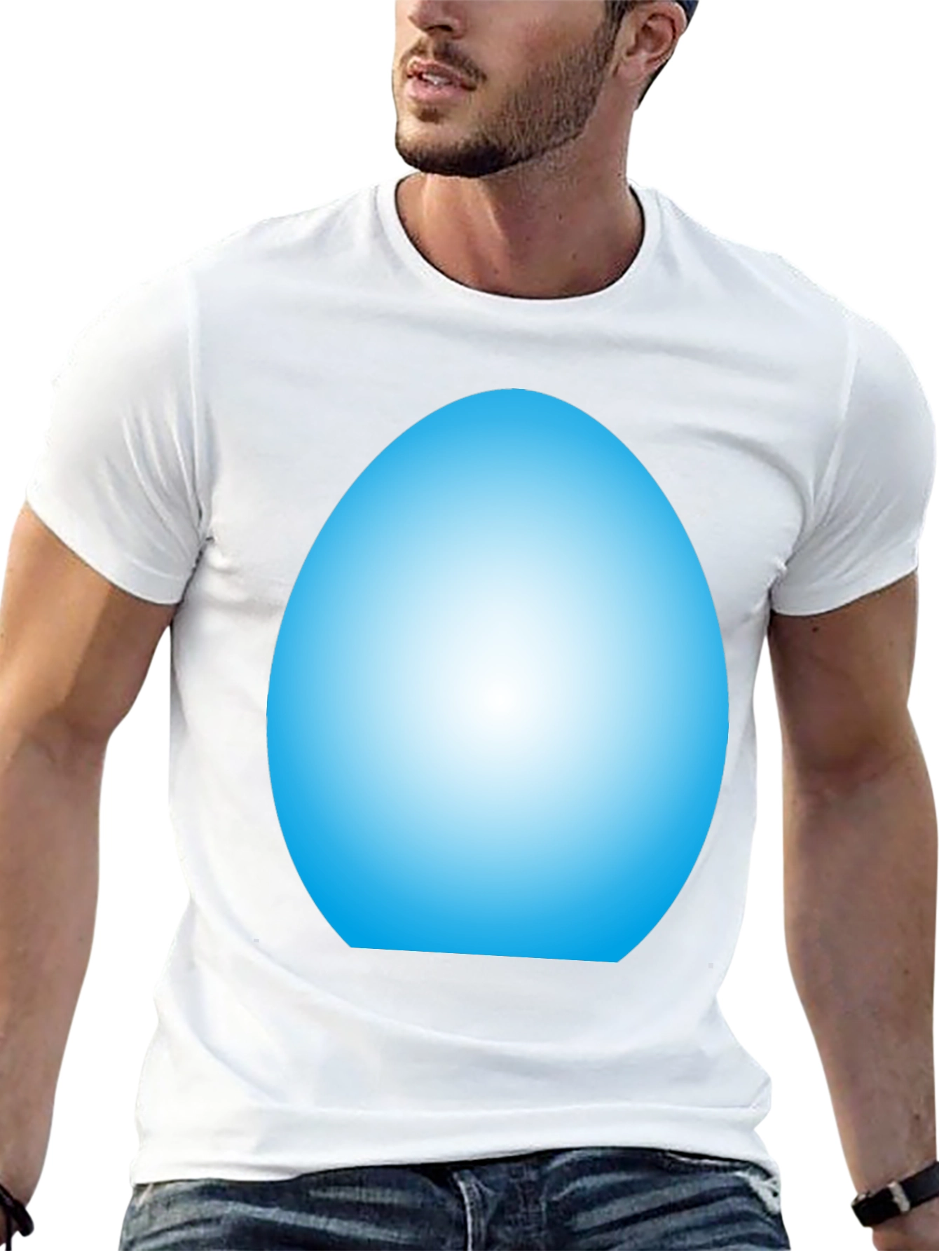 Mens Black T-Shirt with Light Blue Oval Design
