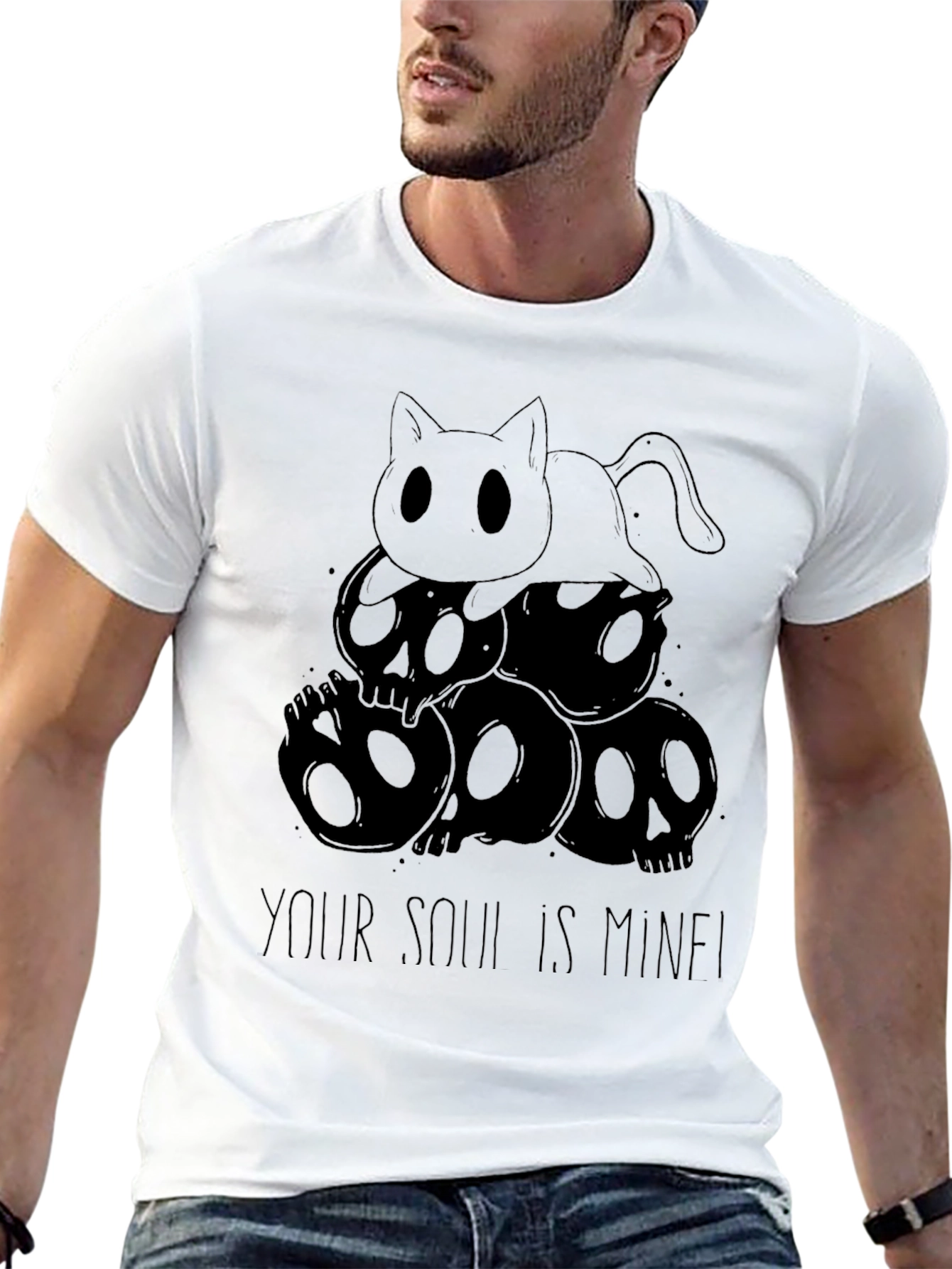 Skull Cat T-Shirt - Your Soul is Mine!
