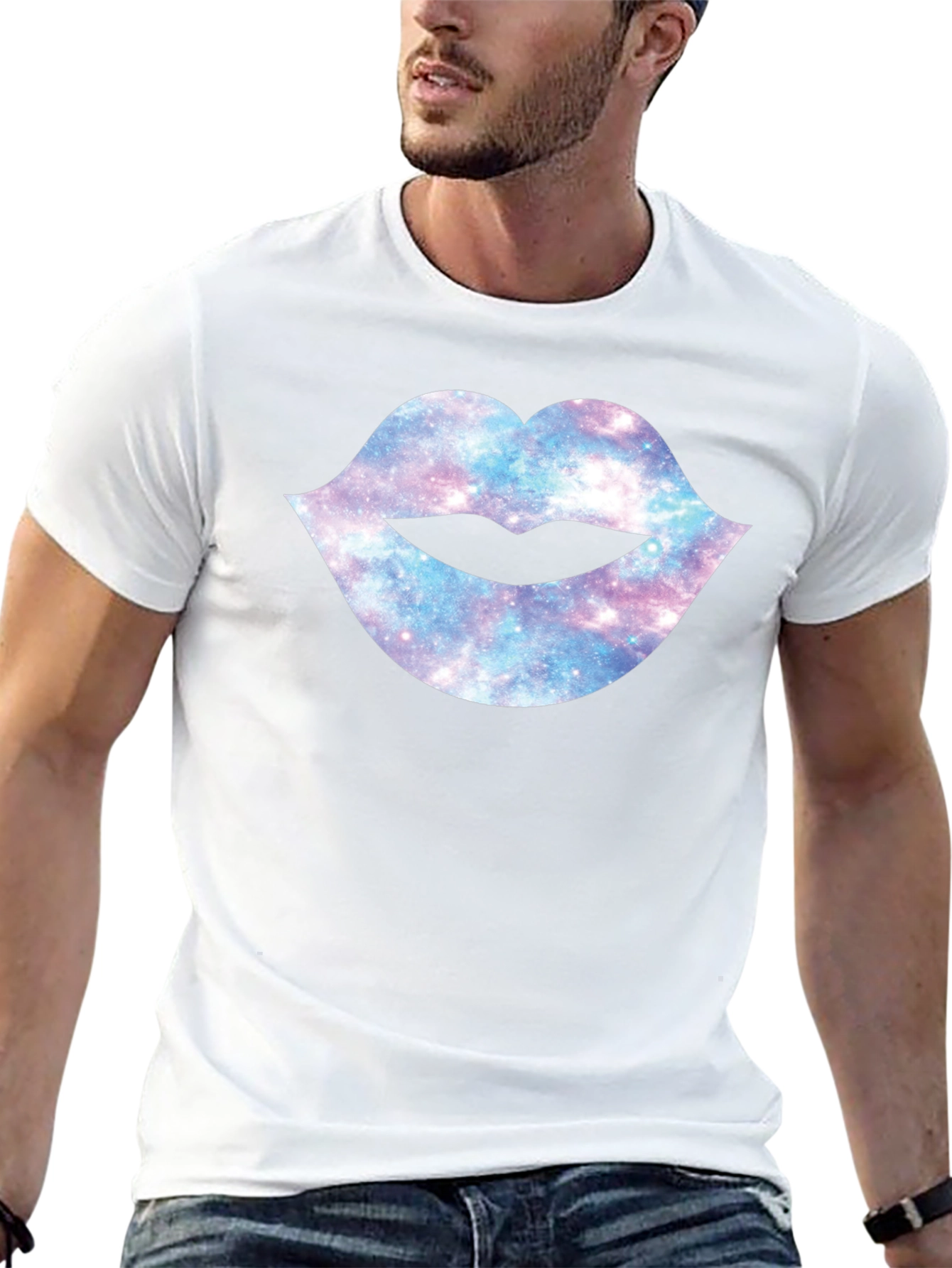 Galaxy Lips Graphic Black T-Shirt