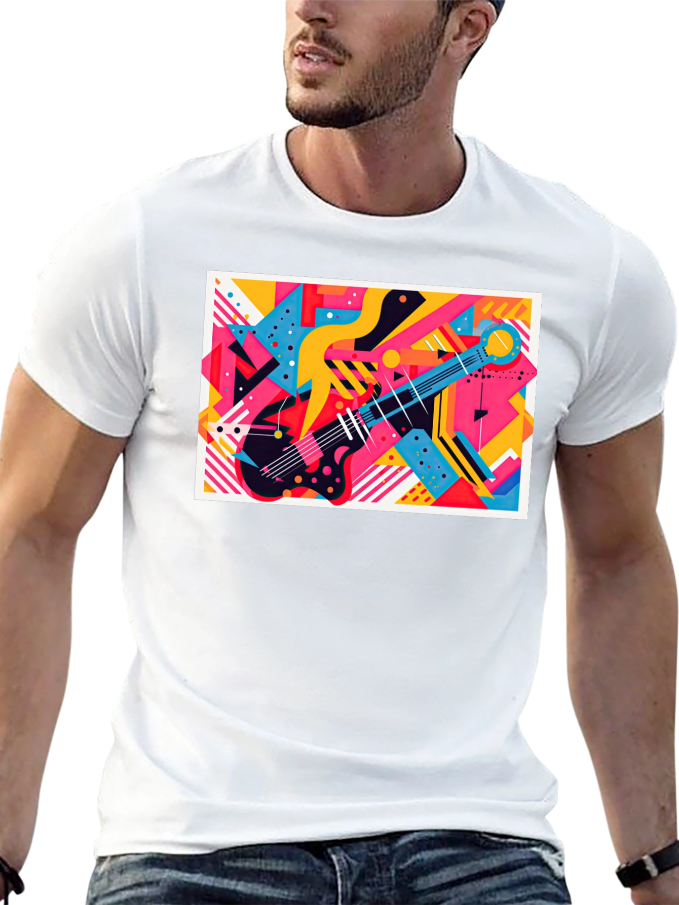 Abstract Guitar Graphic Tee - Modern Art T-Shirt