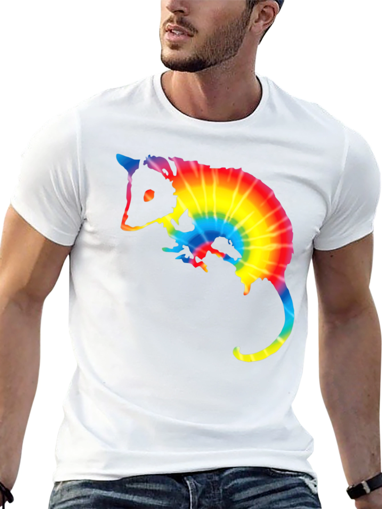 Tie Dye Opossum Graphic Tee - Black