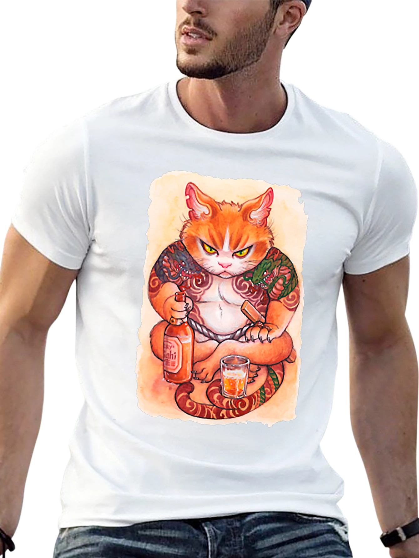 Tattooed Cat T-Shirt - Unique Graphic Tee