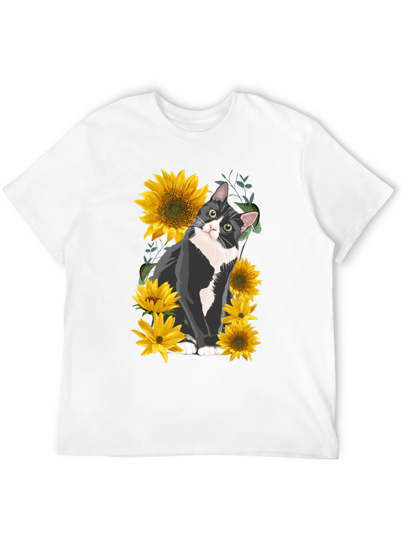 Cat and Sunflower Graphic Tee