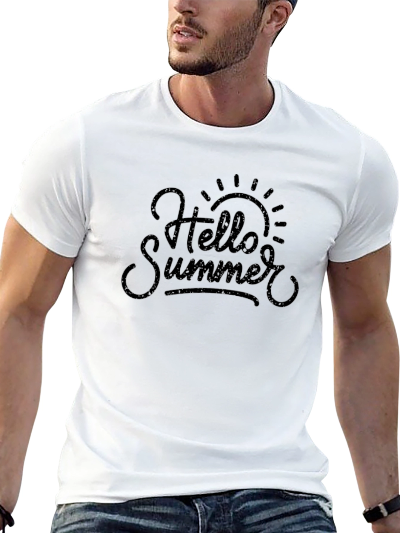 Hello Summer Graphic Tee - Black Cotton T-Shirt