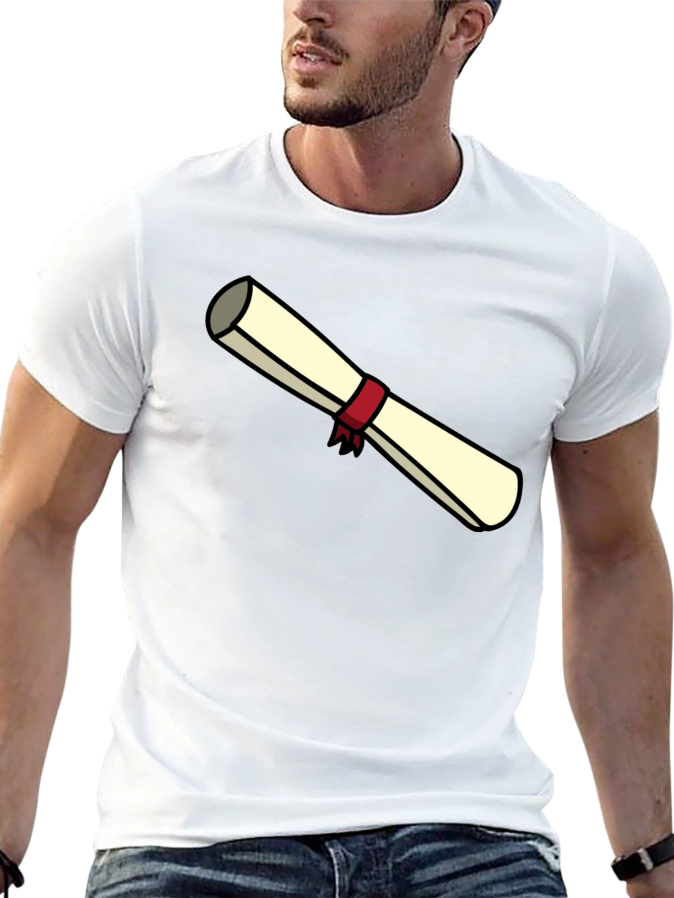 Graduation Scroll Graphic T-Shirt - Black