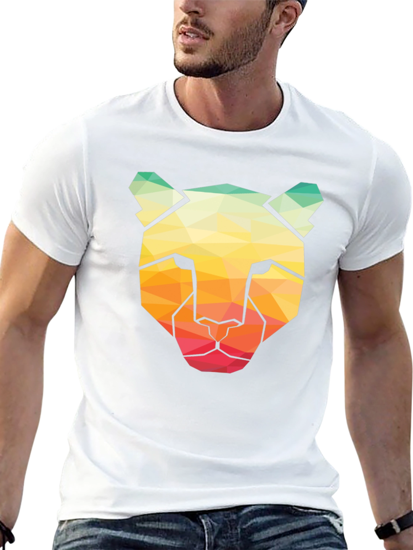 Geometric Cheetah Graphic Tee - Modern Art Shirt