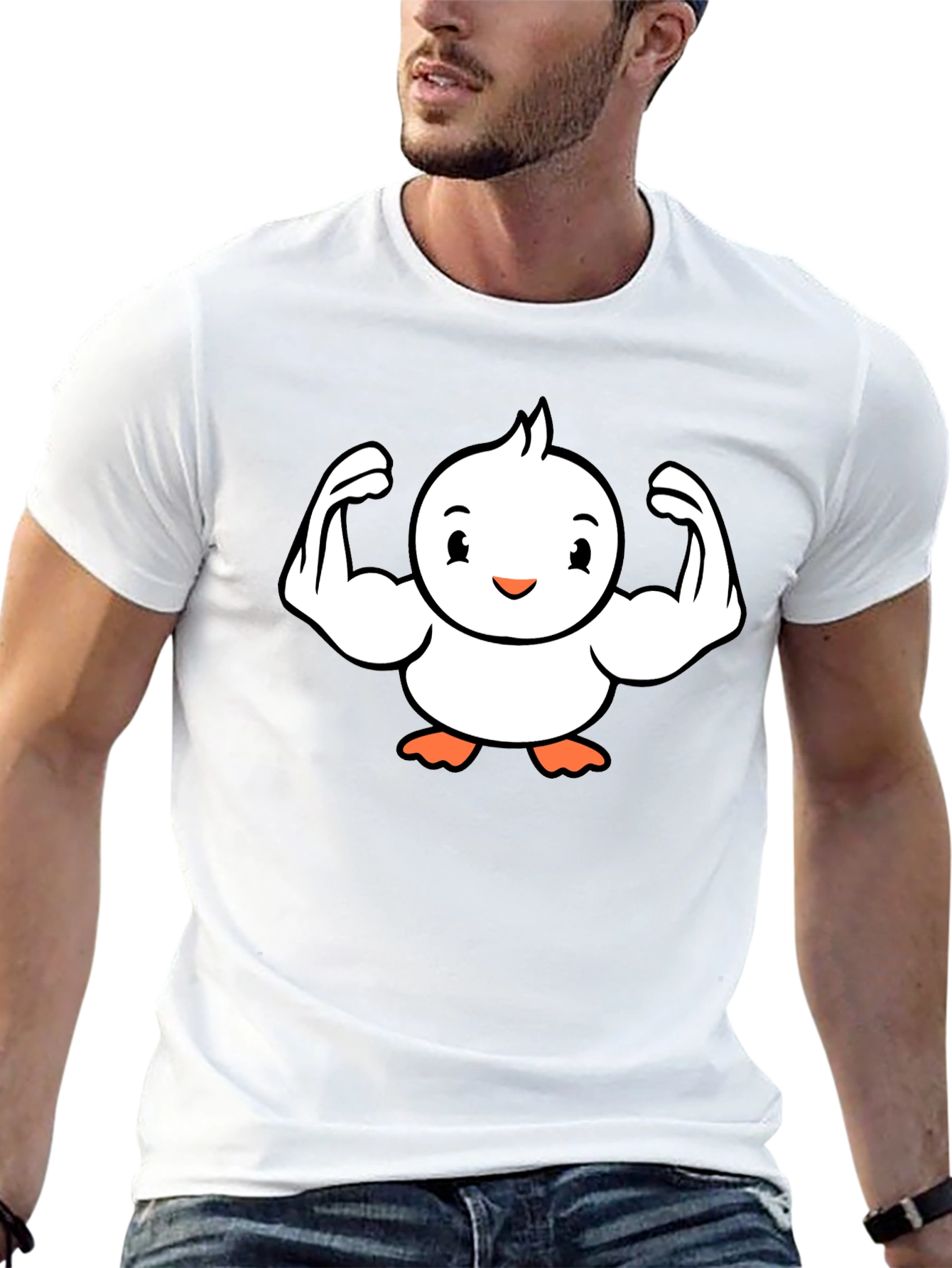 Funny Black T-Shirt - Muscled Cartoon Chick