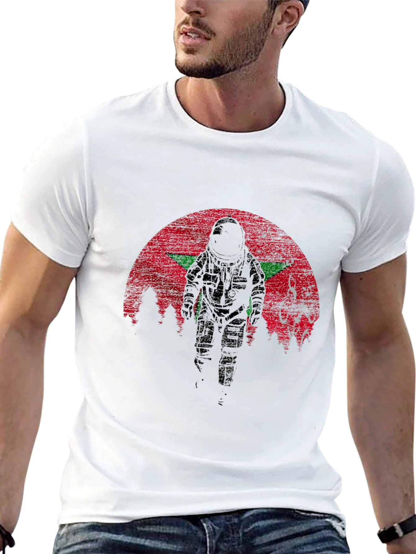 Morocco Astronaut T-Shirt - Distressed Space Design
