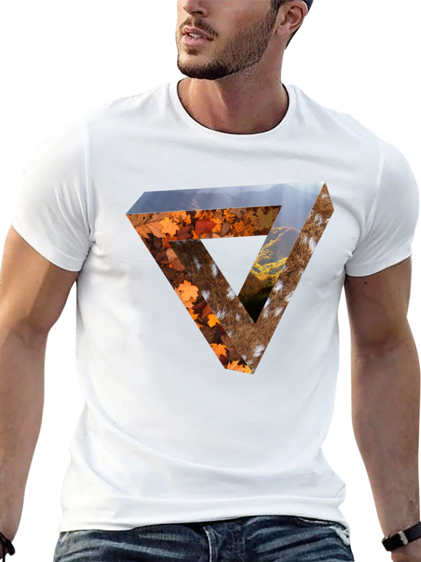 Nature Triangle Graphic Tee - Unique Optical Illusion Print