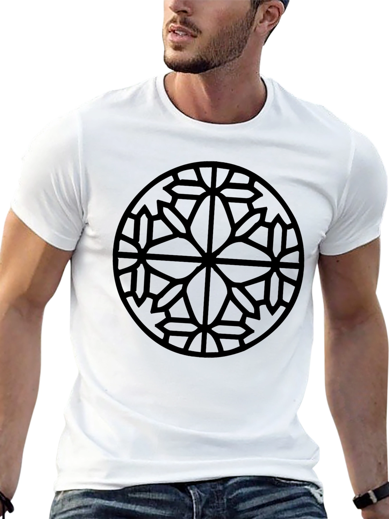 Geometric Circle Graphic Black T-Shirt