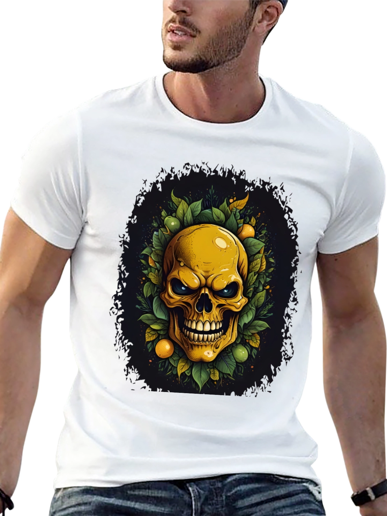 Skull & Fruit Graphic Tee - Edgy Style