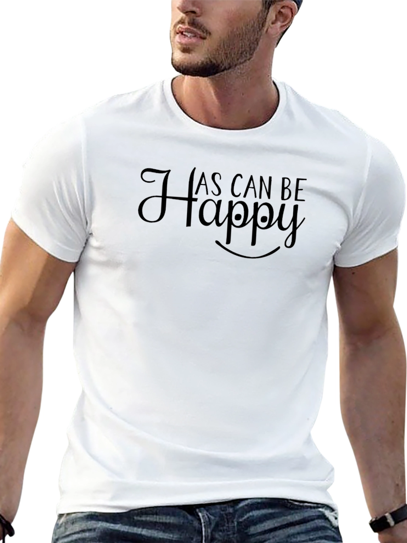 Happy As Can Be Graphic Tee - Black