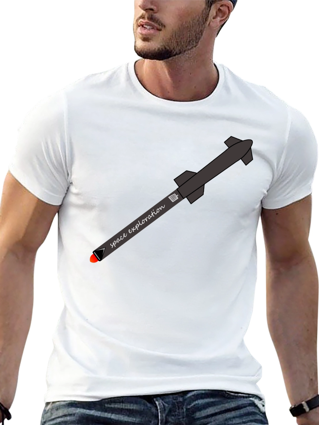 Space Exploration Rocket T-Shirt - Black