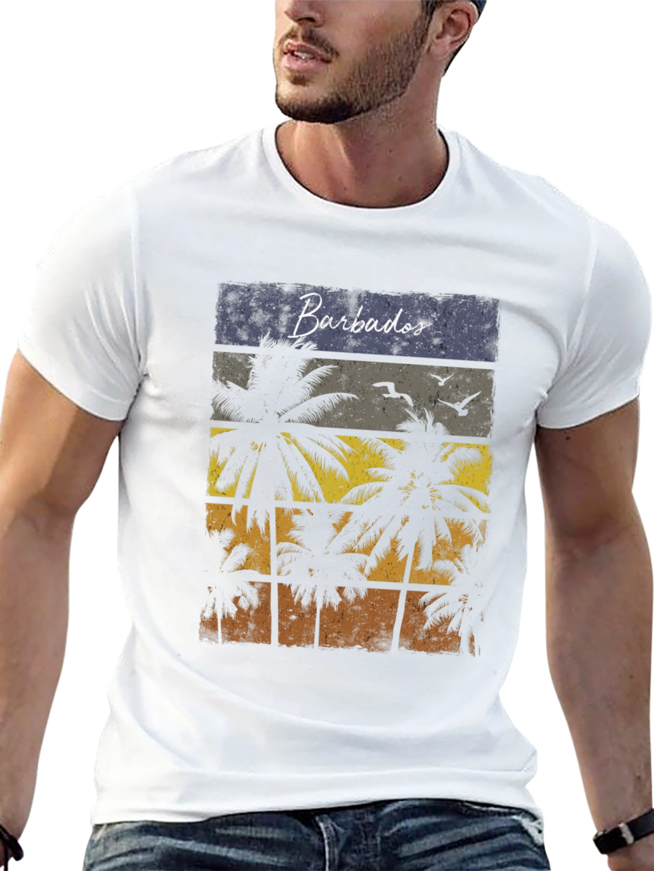 Barbados Palms Retro T-Shirt
