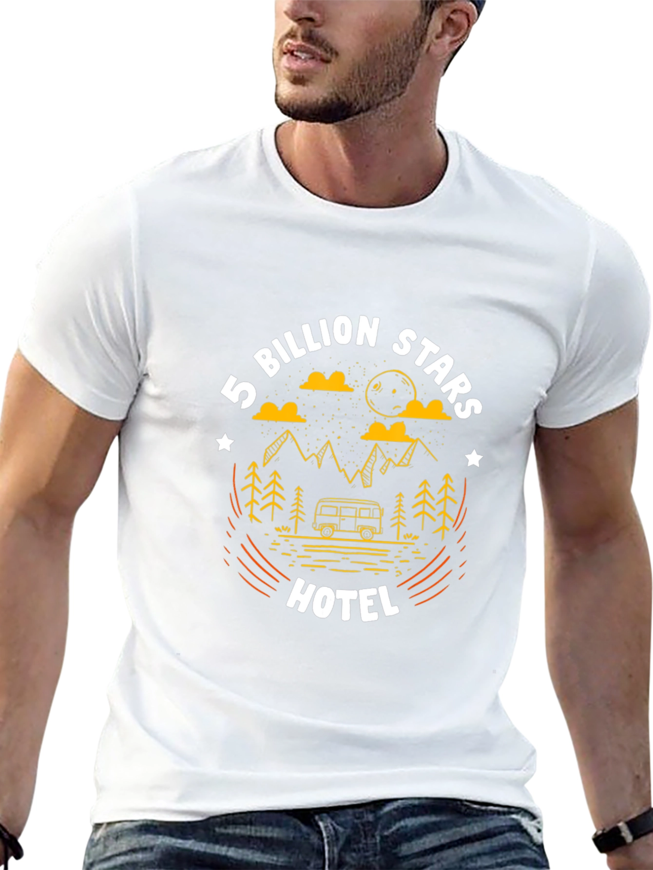 5 Billion Stars Hotel Camping Graphic T-Shirt