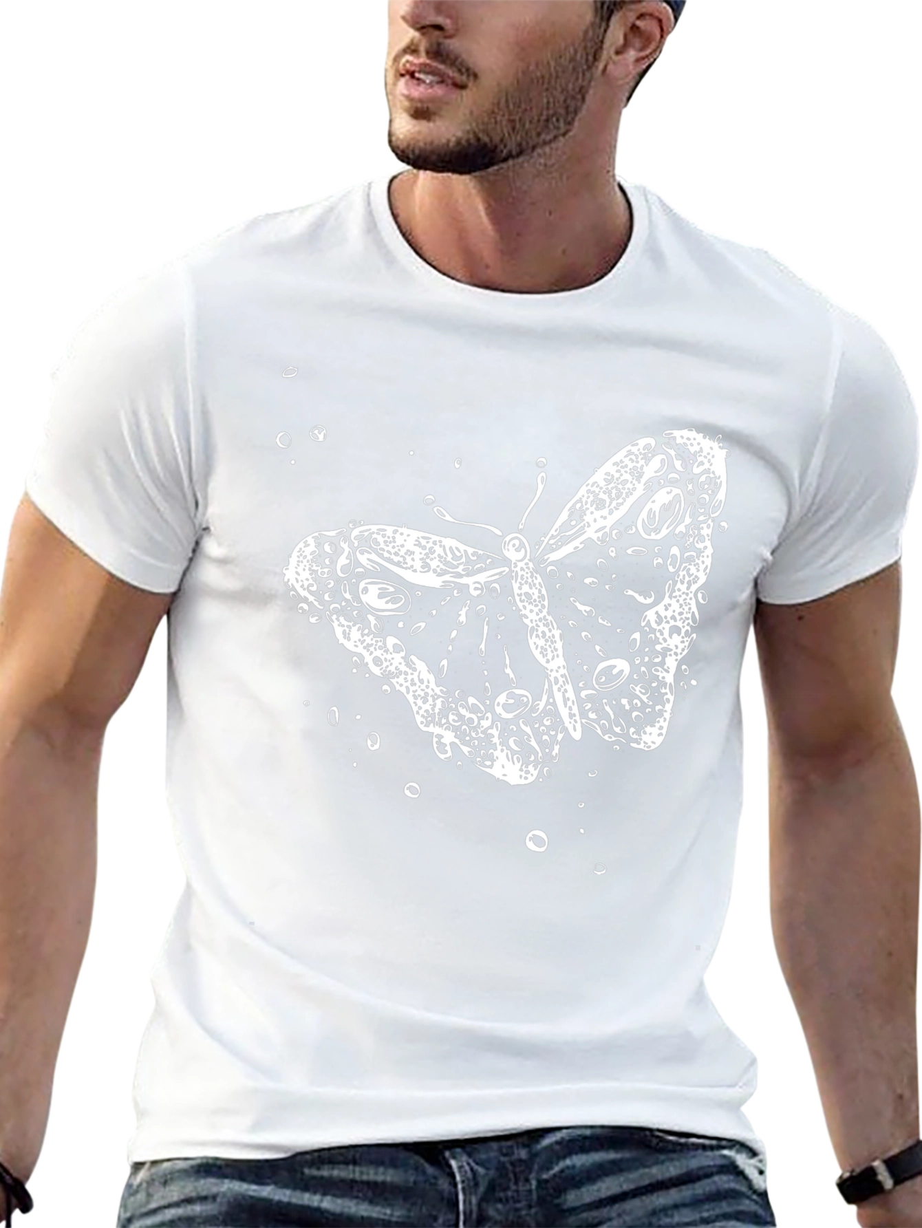 Butterfly Bubble Graphic Black T-Shirt
