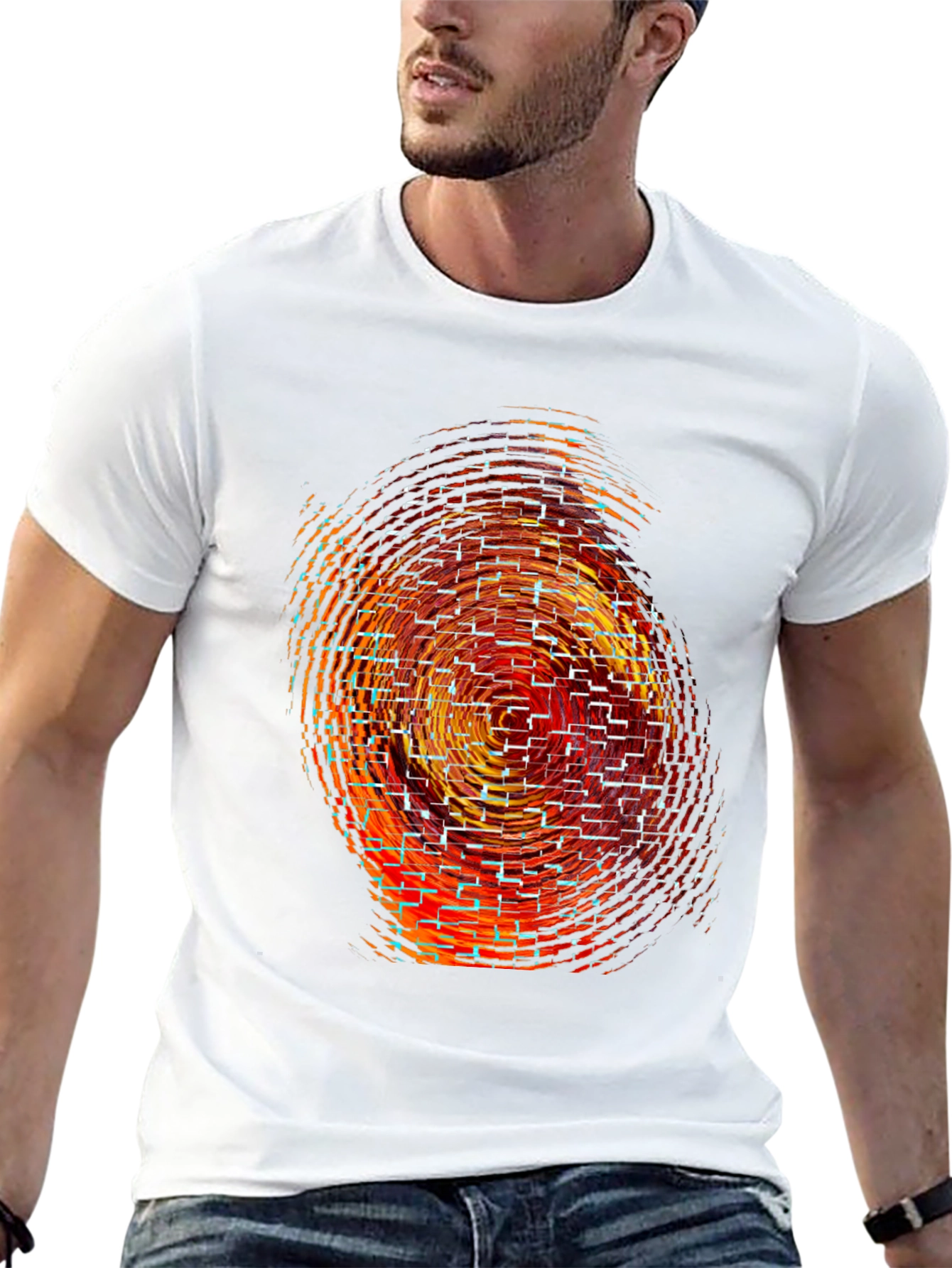 Abstract Graphic Print Black Crew Neck T-Shirt